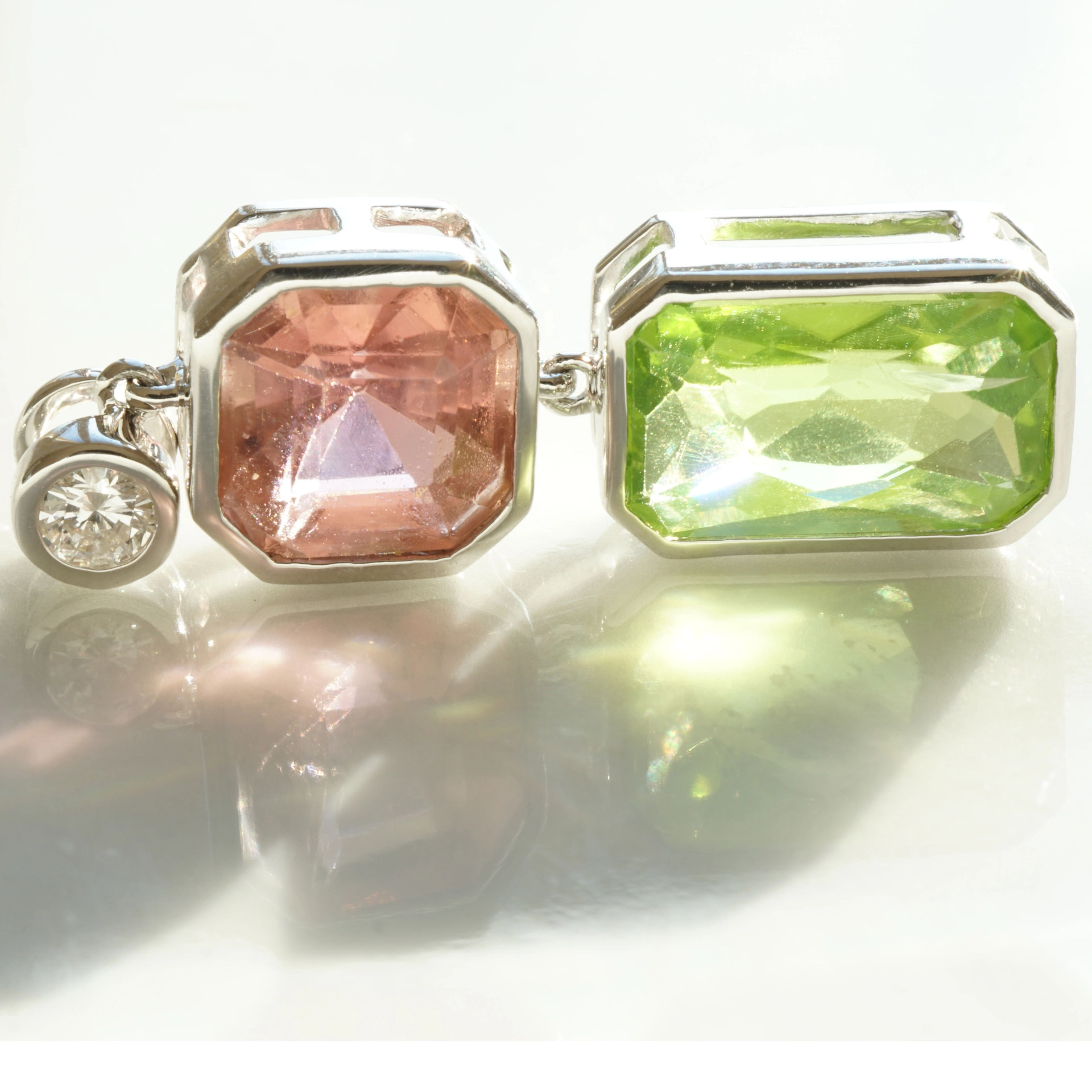 Turmalin Brillant Peridot Anhänger 750er Weissgold TOP FARBEN Afghanistan