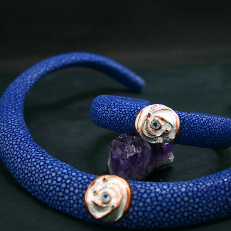 Topas-Saphir-Armreif, 925/-Silber