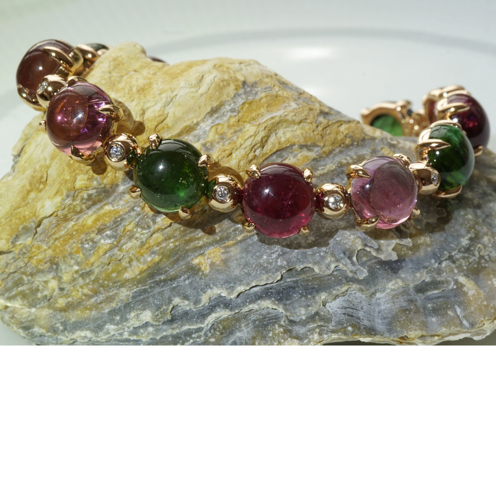 Turmalin Brillant Armband 750er Rosegold 49.62 ct 0.26 ct Exclusiv Edition Valenza multicolor