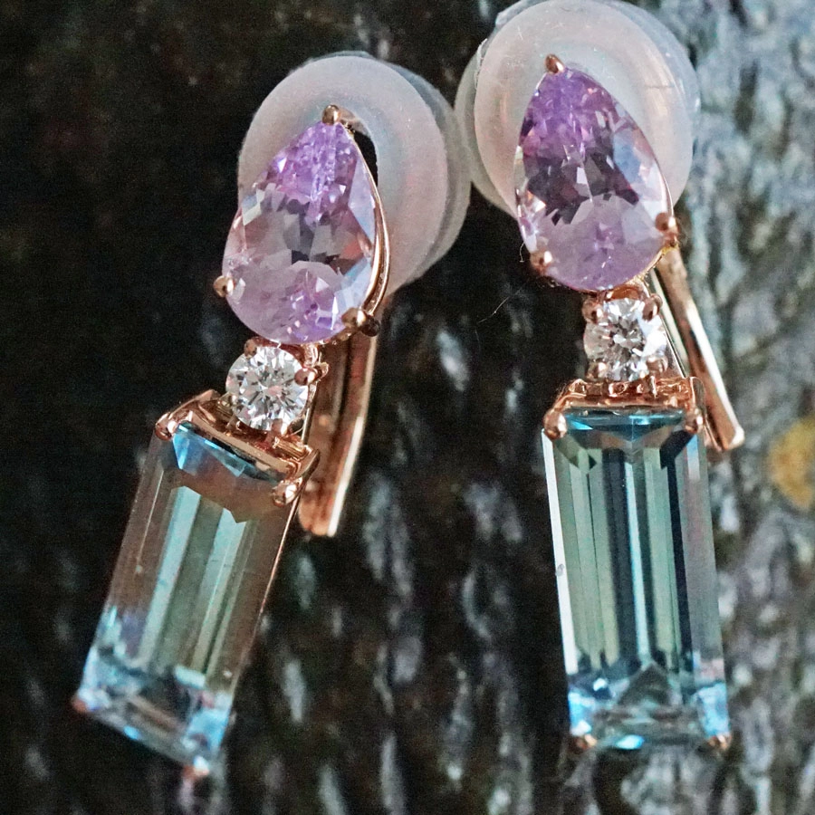 Spinell-Aquamarin_Ohrstecker in 750er Weißgold