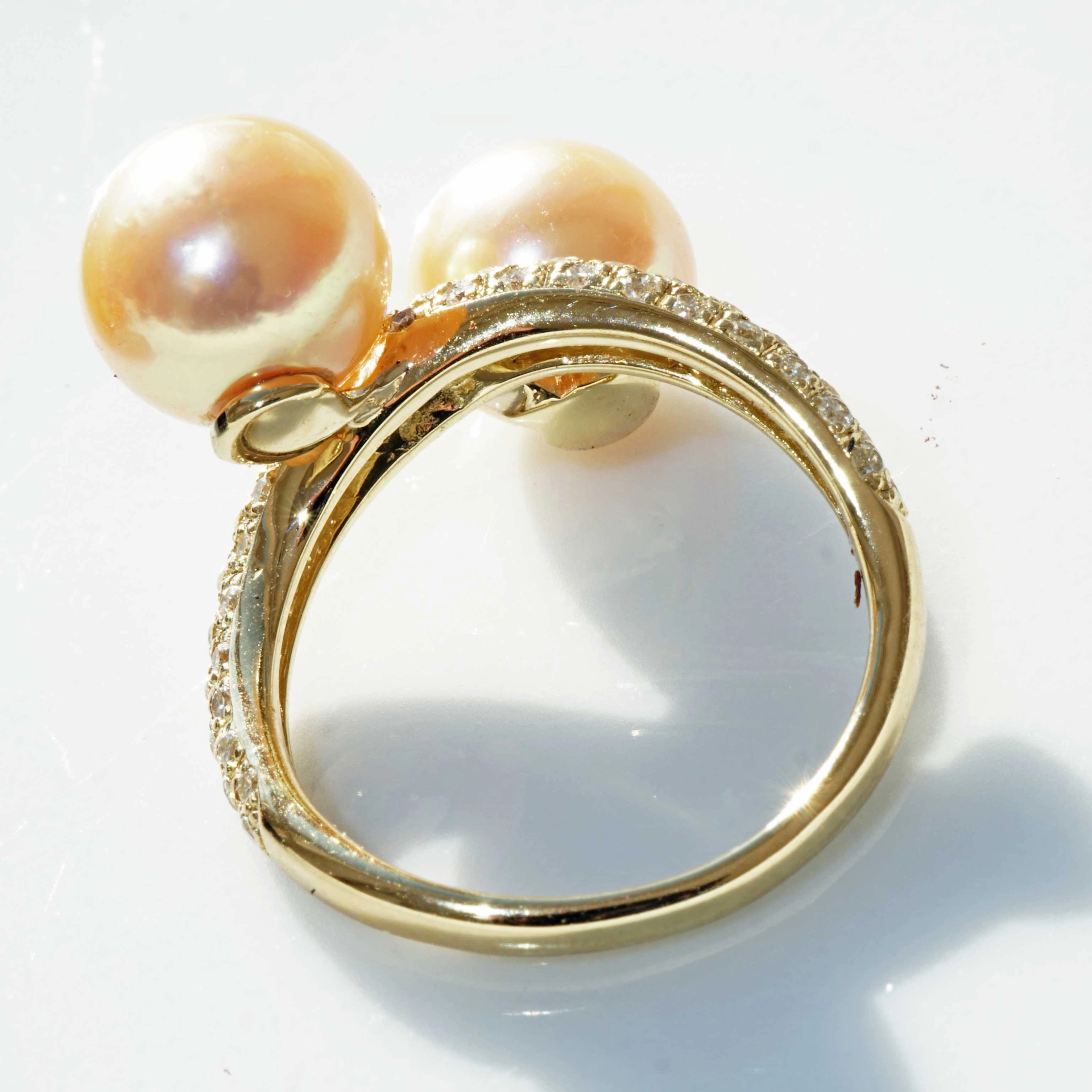 Südsee Zuchtperl Brillant Ring in 750er Gelbgold 0.51 ct 9.3/9.6 mm D. goldfarben feiner Lüster