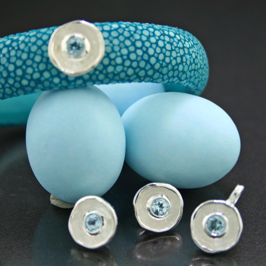 Topas-Rochenleder-Armreif, 925/-Silber