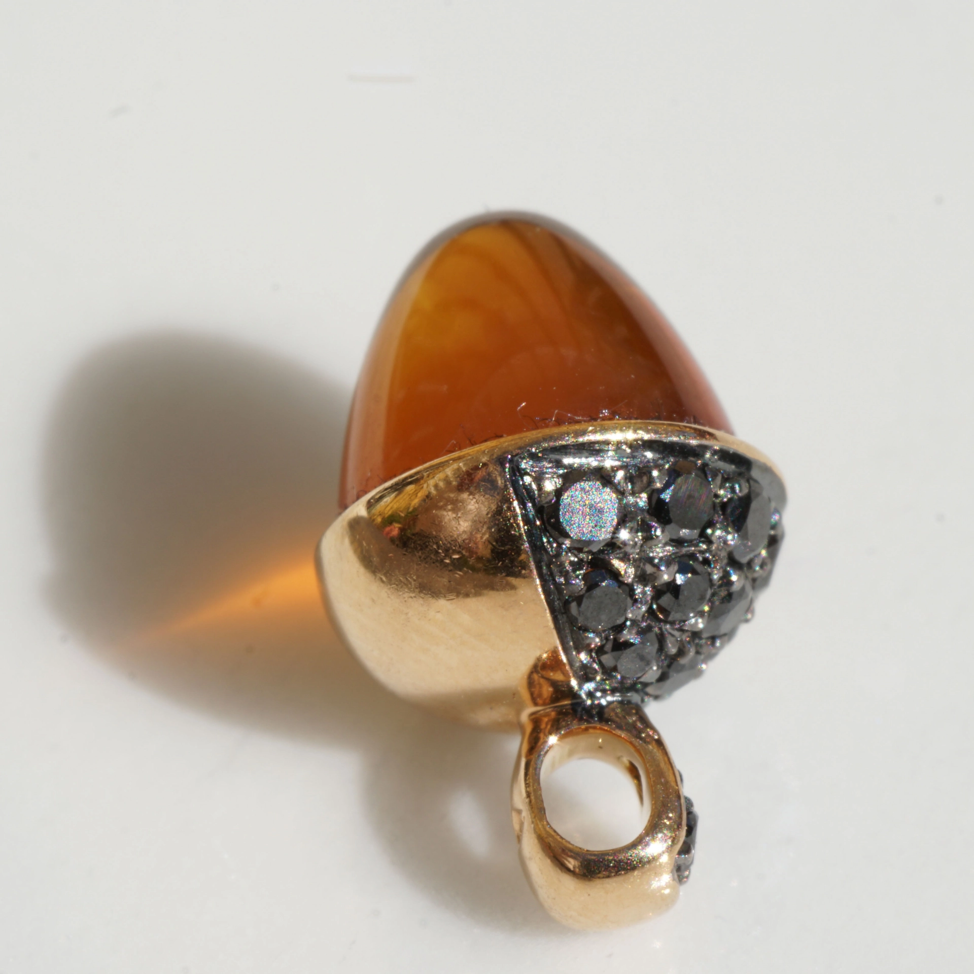 Kegel Anhänger Citrin mit schwarzen Diamanten 750er Roségold aus Traditionsgoldschmiede in Valenza