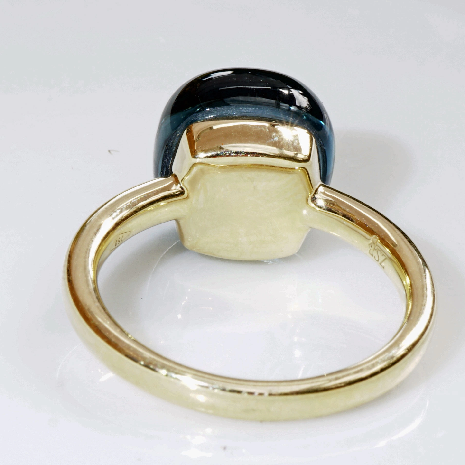 Blautopas Brillant Ring Londen Blue 750er Gelbgold Liquid Impressions cooles Design