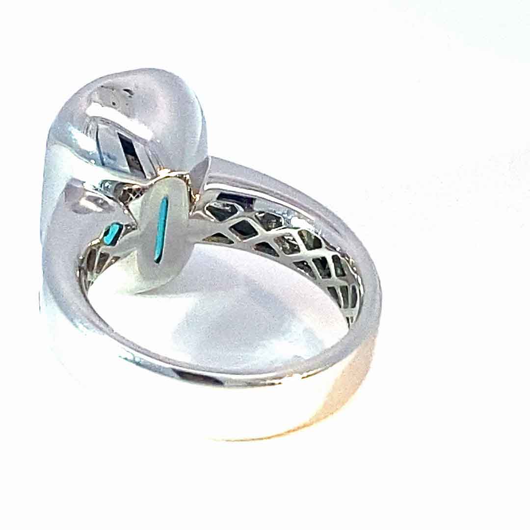 Turmalin Diamant Ring 750er Weissgold Neon Blau Tiffany Blue Afghanistan 8.05 ct Investment Edelstein selten