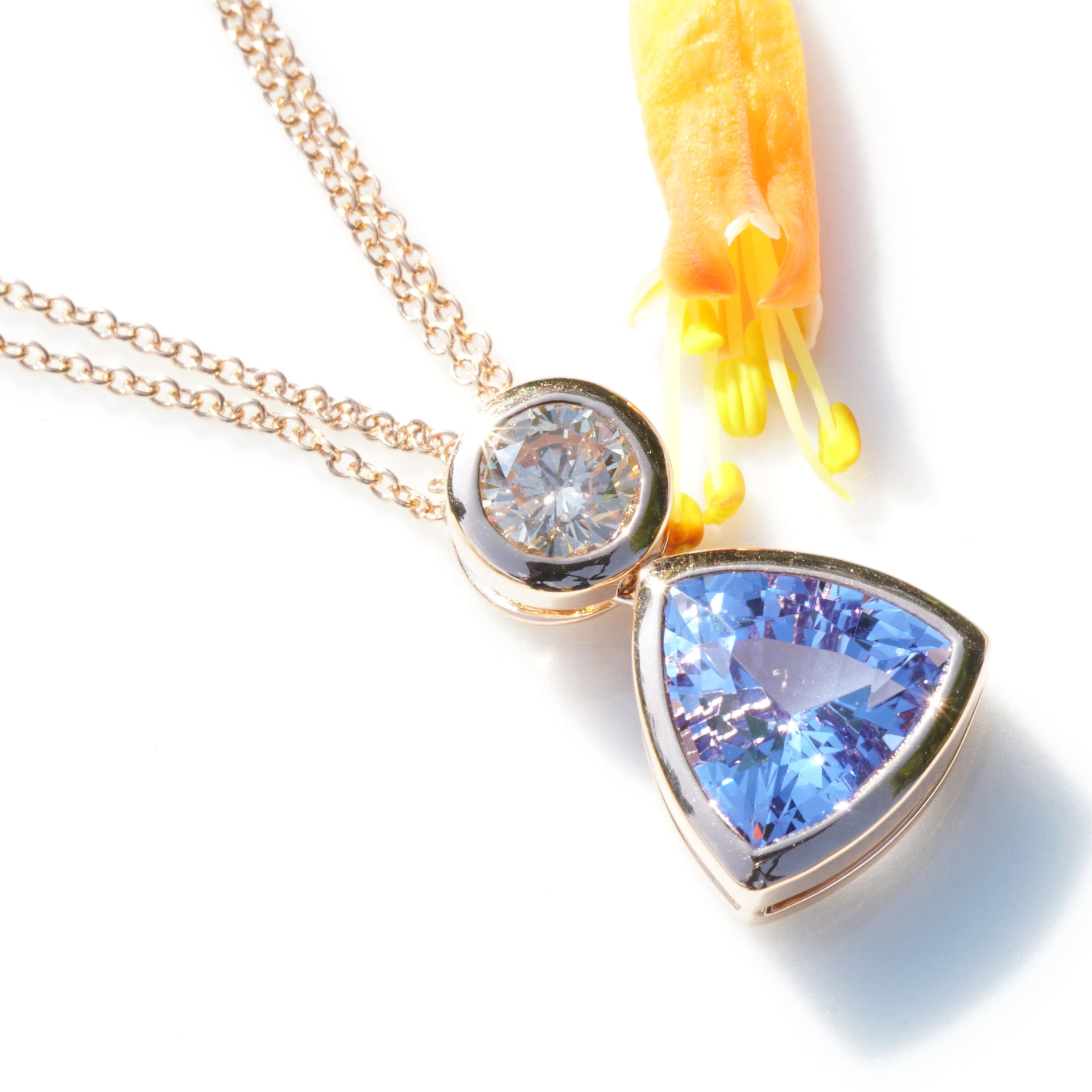 Tansanit Brillant Anhänger 750er Rosegold 0.53 ct 2.36 ct....IGI Zertifikat, edelste Farbenkombi