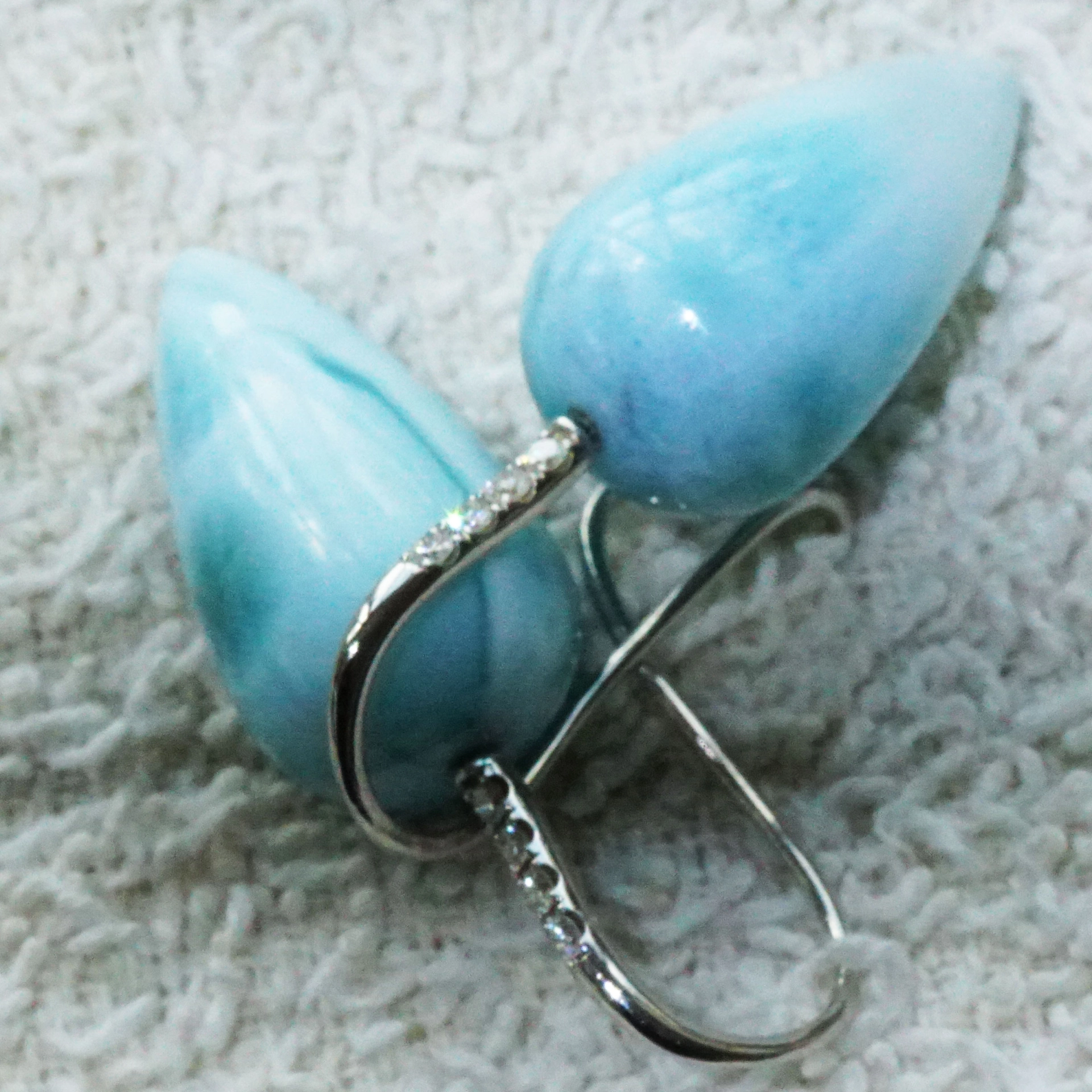 Larimar Brillant Ohrhänger 750er Weissgold...Karibik Feeling