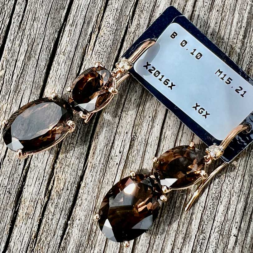 Ohrhänger Rauchquarz Brillant 15 ct 0.10 ct 750er Rosegold...so edel und verzaubern den Tag 