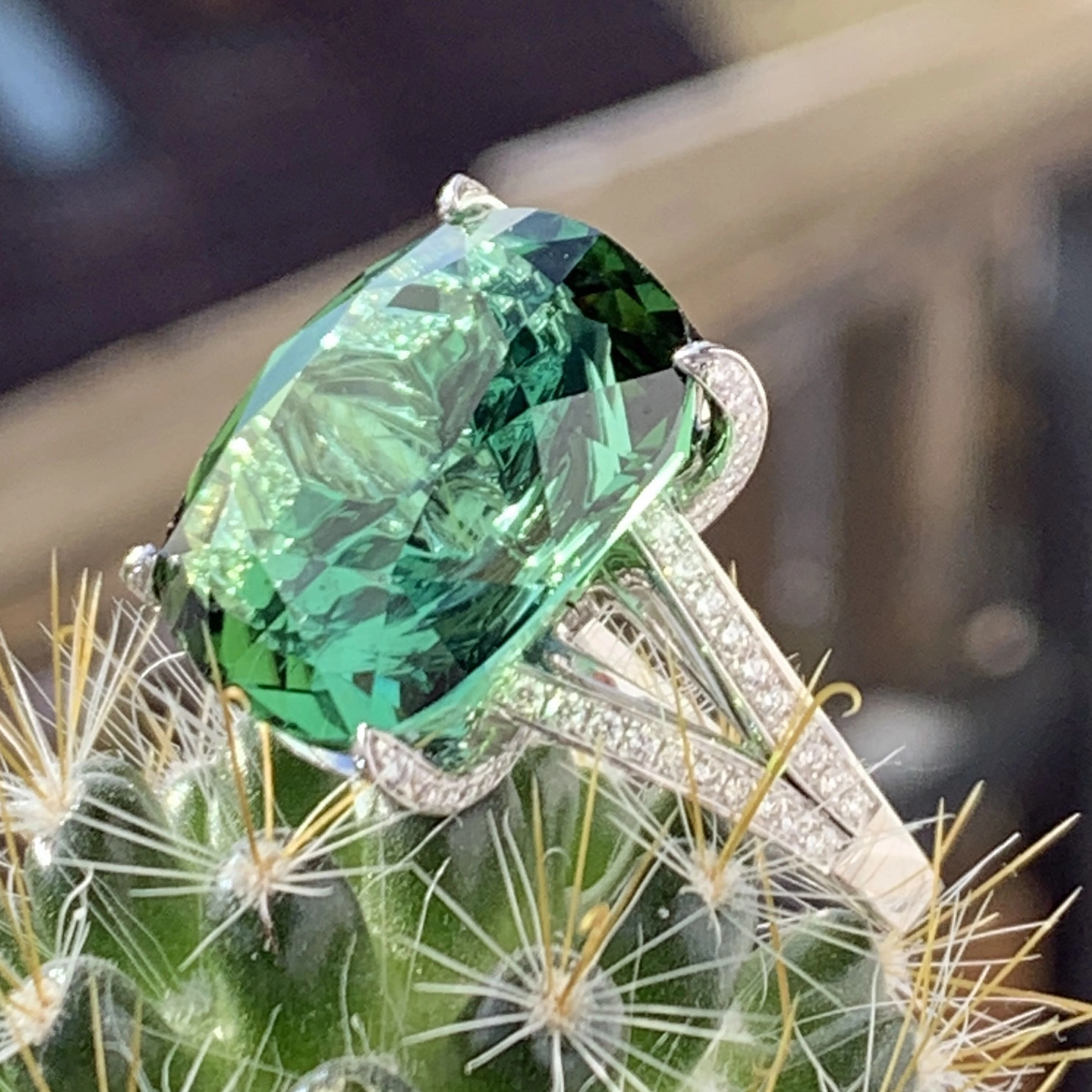 Turmalin Brillant Ring 23 ct 1.10 ct 750er Weissgold Afghanistan unbehandelt..ein Held Deiner Träume