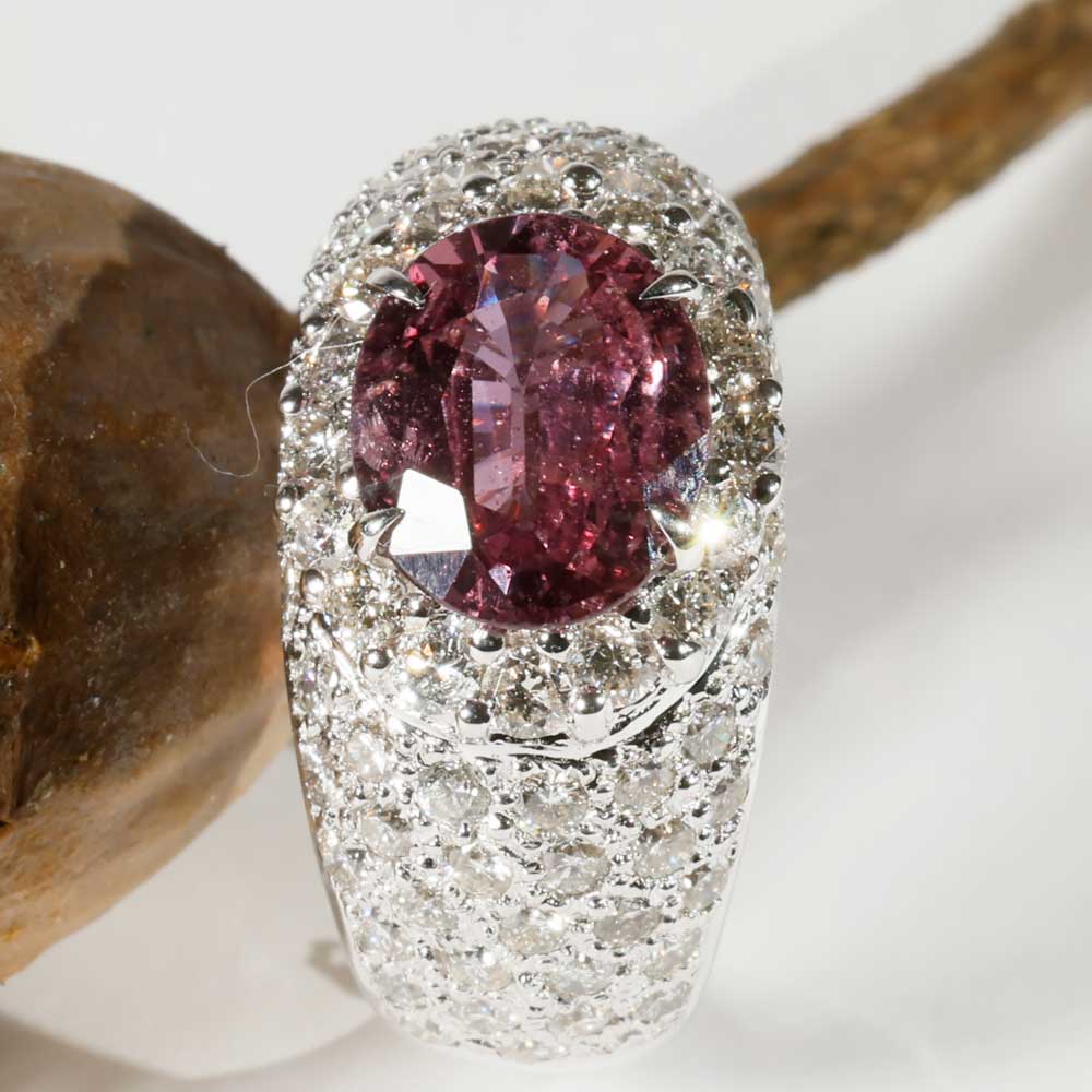 Ring Saphir Brillant 2.50 ct 1.76 ct so gross und so lebhaft pink ... TW VS  750er Weissgold