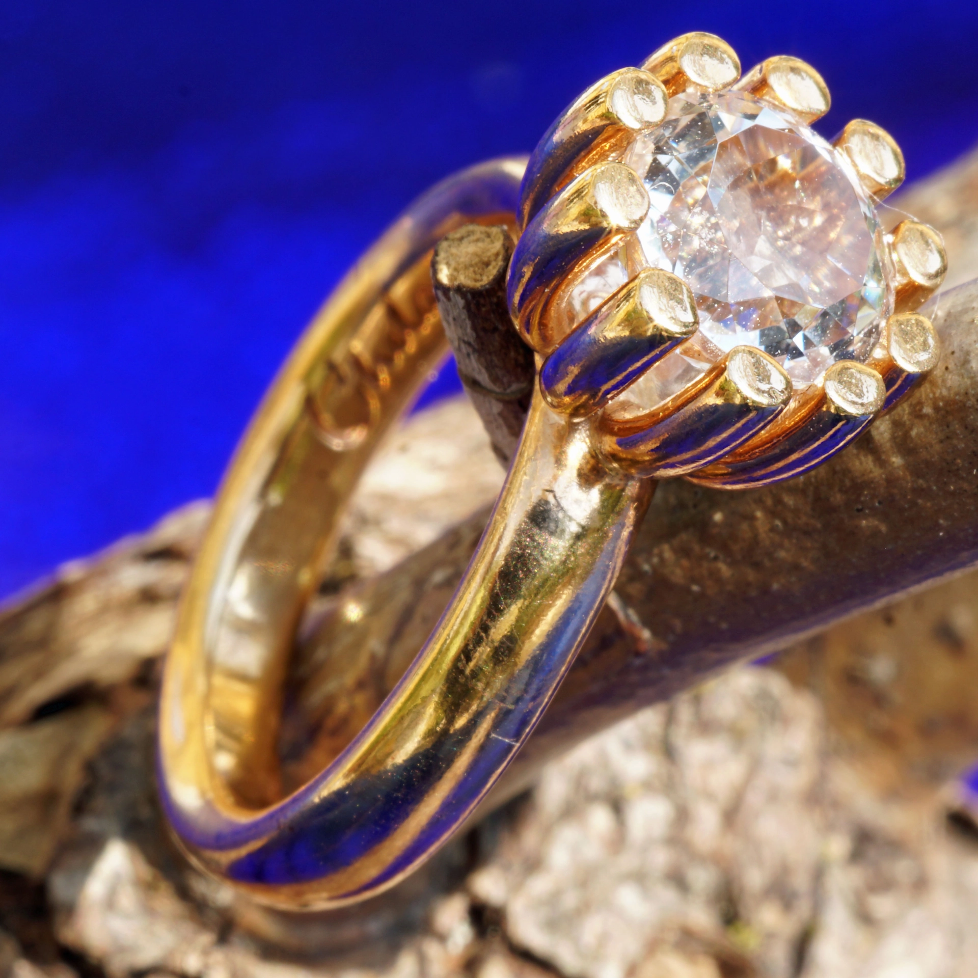 CHILANGO RING Grand Palais Bergkristall  925er Silber vergoldet neu mit orig. Etui massiv
