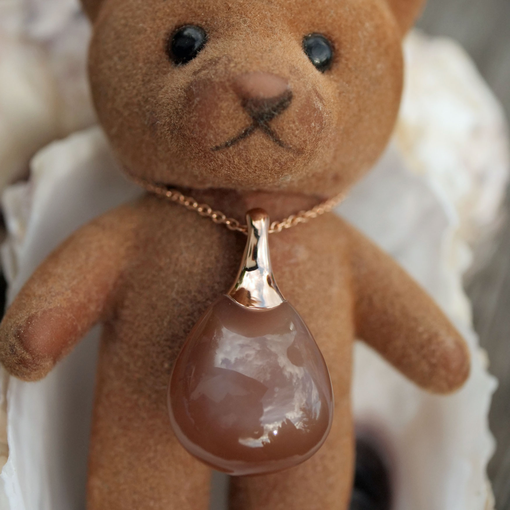 Moderner Mondstein Anhänger m. Kette 750er Rosegold cooles Design 21.5 ct made in Italy