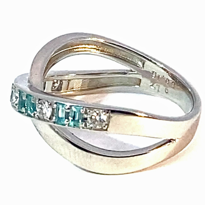 TOP Selection Paraiba Brillant Ring 0.17 ct 0.16ct 950er Platin mit besonders reinen Edelsteinen