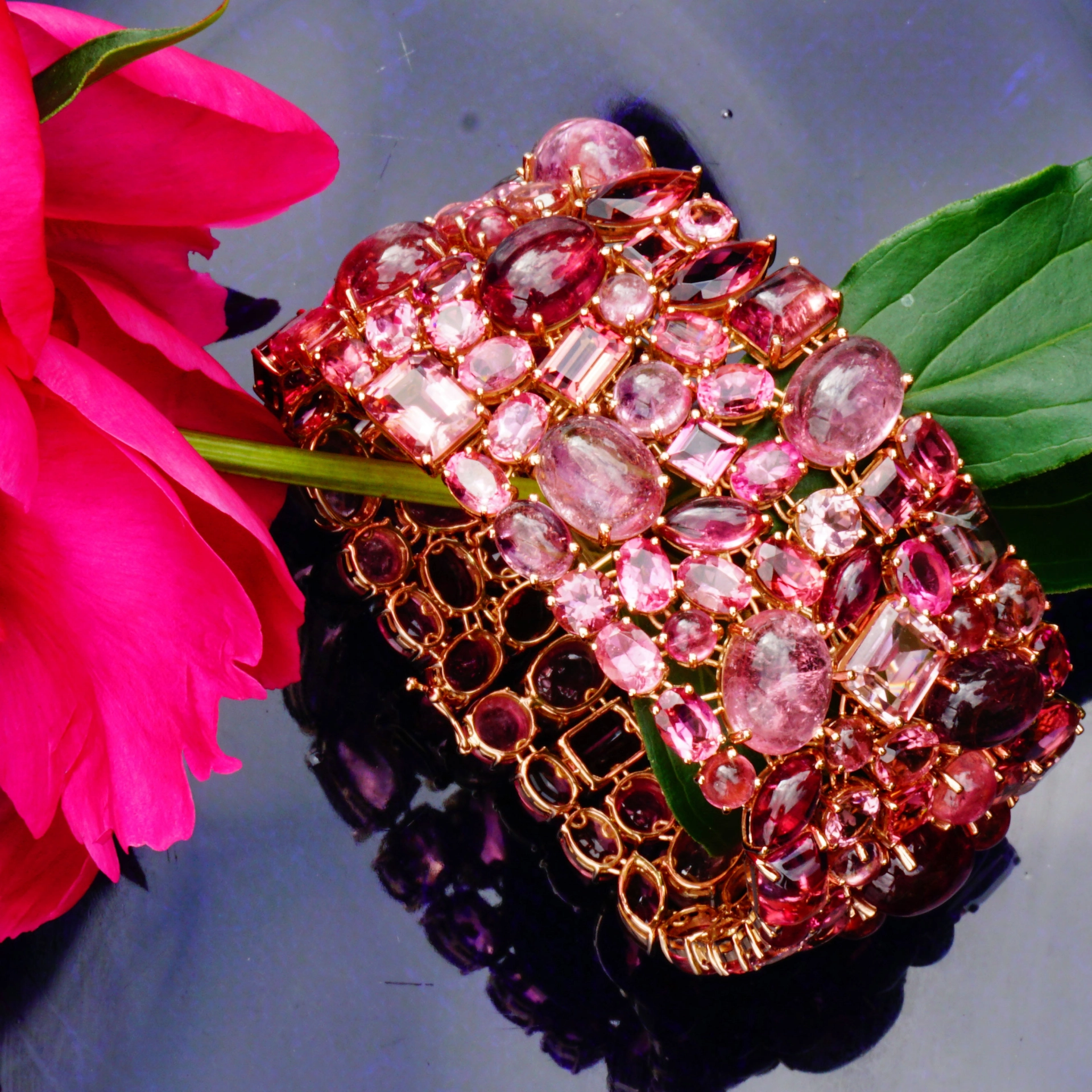 Turmalin Armband 233 carat in 750er Gelbgold