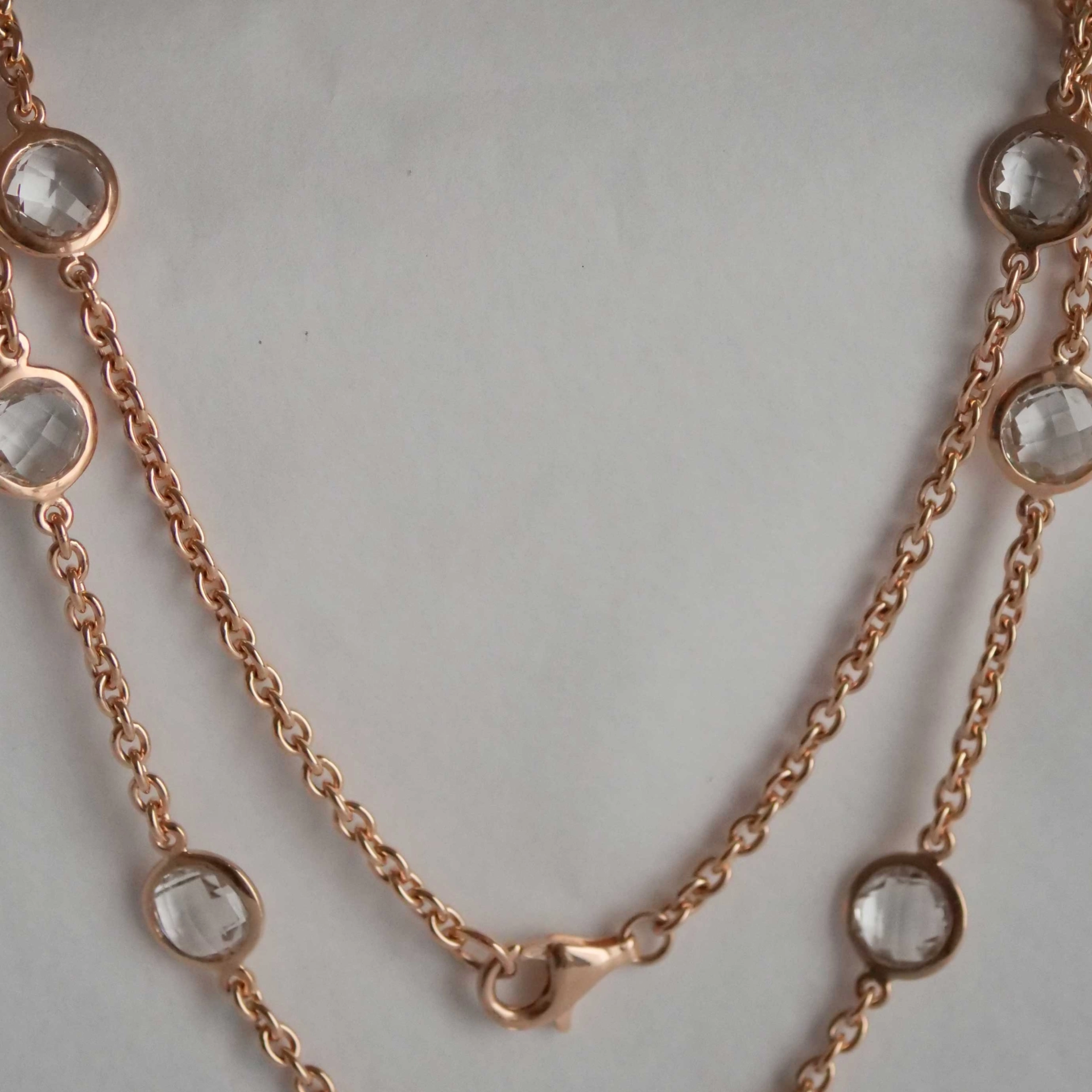 Chilango Kette Grand Palais White Quartz 925er Silber 18 kt Pink Gold Plated 10 mm