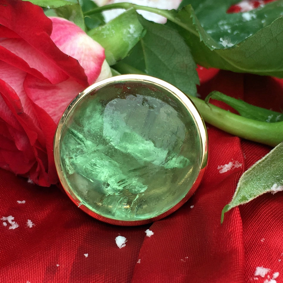 Heliodor Ring ein hellgrüner Beryll..unglaubliche Farbe und Größe mit 80 carat in 750er Rosegold 36
