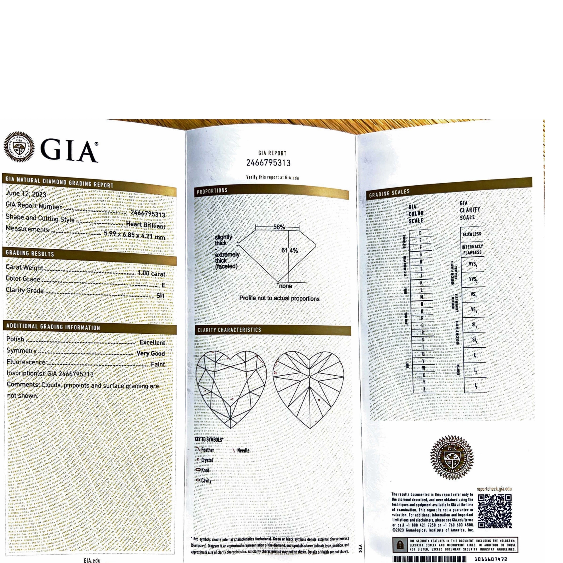 Ring mit hochfeinen Brillant HERZ 1.00 ct E SI1  5.99 x 6.85 x 4.21 mm GIA Gutachten 750er Weissgold
