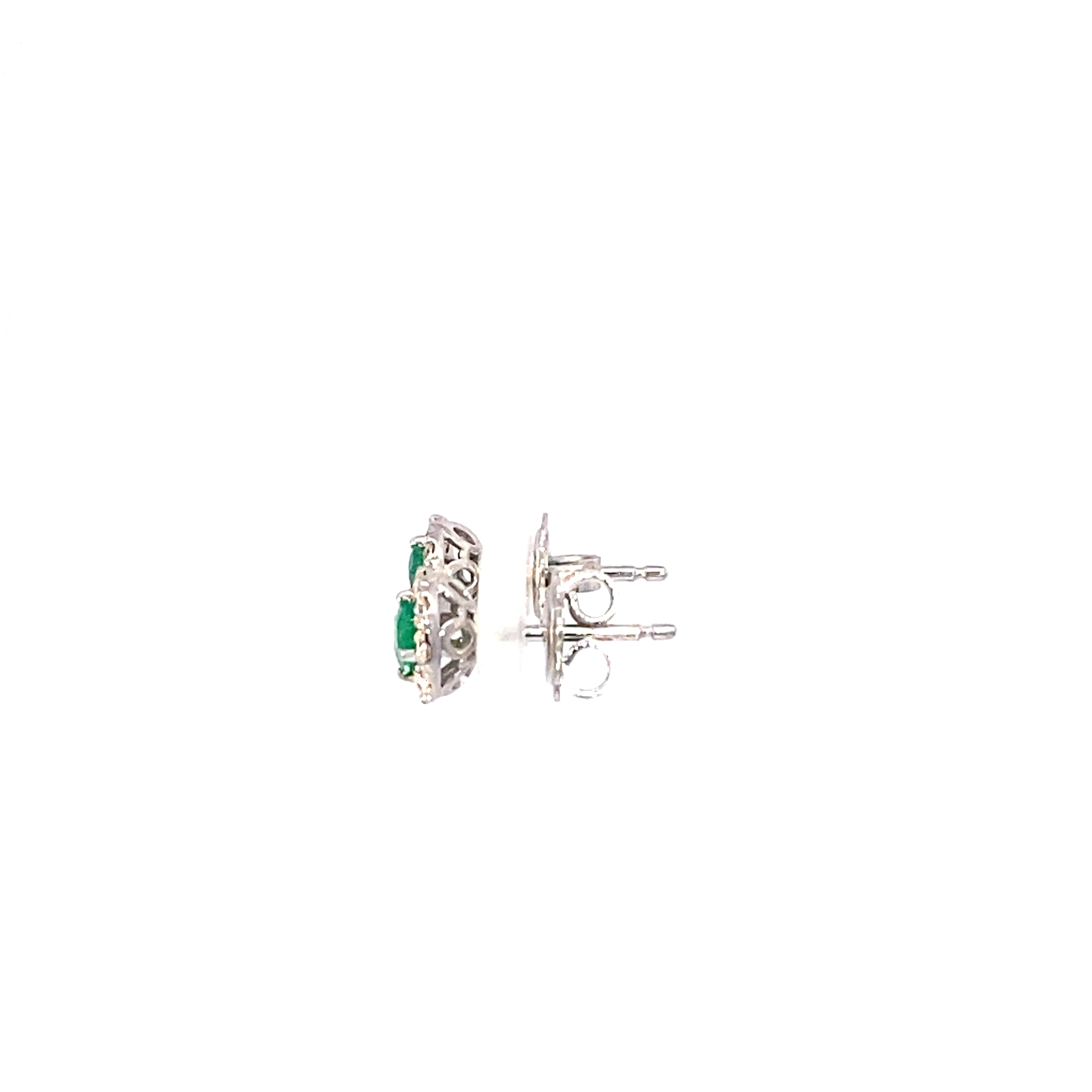 Panjshir Smaragd Brillant Halo Ohrstecker 750er Weissgold 0.47 ct 0.27 ct AAA+ schönste Smaragdfarbe forever