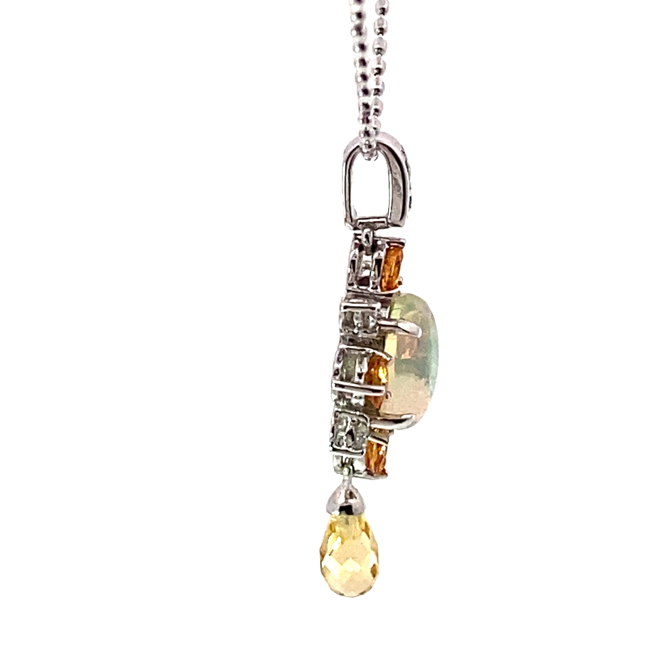 Entzückender Voll Opal Mandarin Granat Anhänger mit Brillanten 0.67 0.07 ct  mit Kette 750er Weissgold 