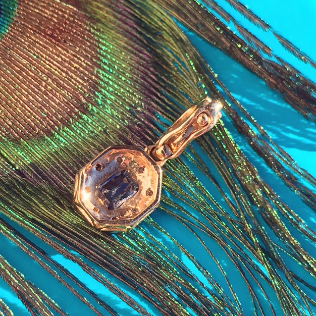 Saphir-Diamant-Anhänger/Clip, 375er Gelbgold/rhodiniert