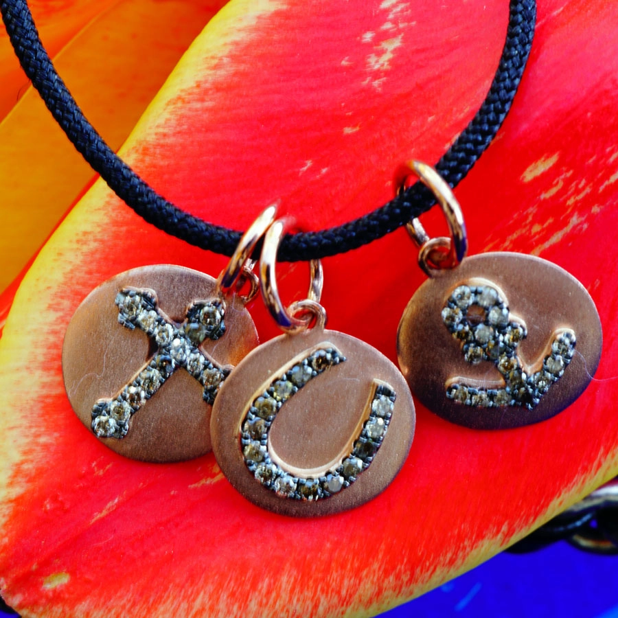 Brillant Anhänger in 750er Rosegold Hufeisen 0.10 ct braune Diamanten