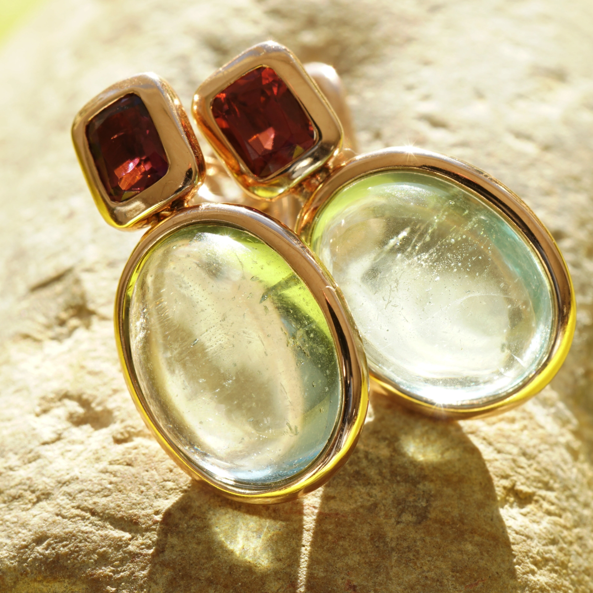 Aquamarin Turmalin Ohrstecker Clip 750er Rosegold....Hey Maria Callas