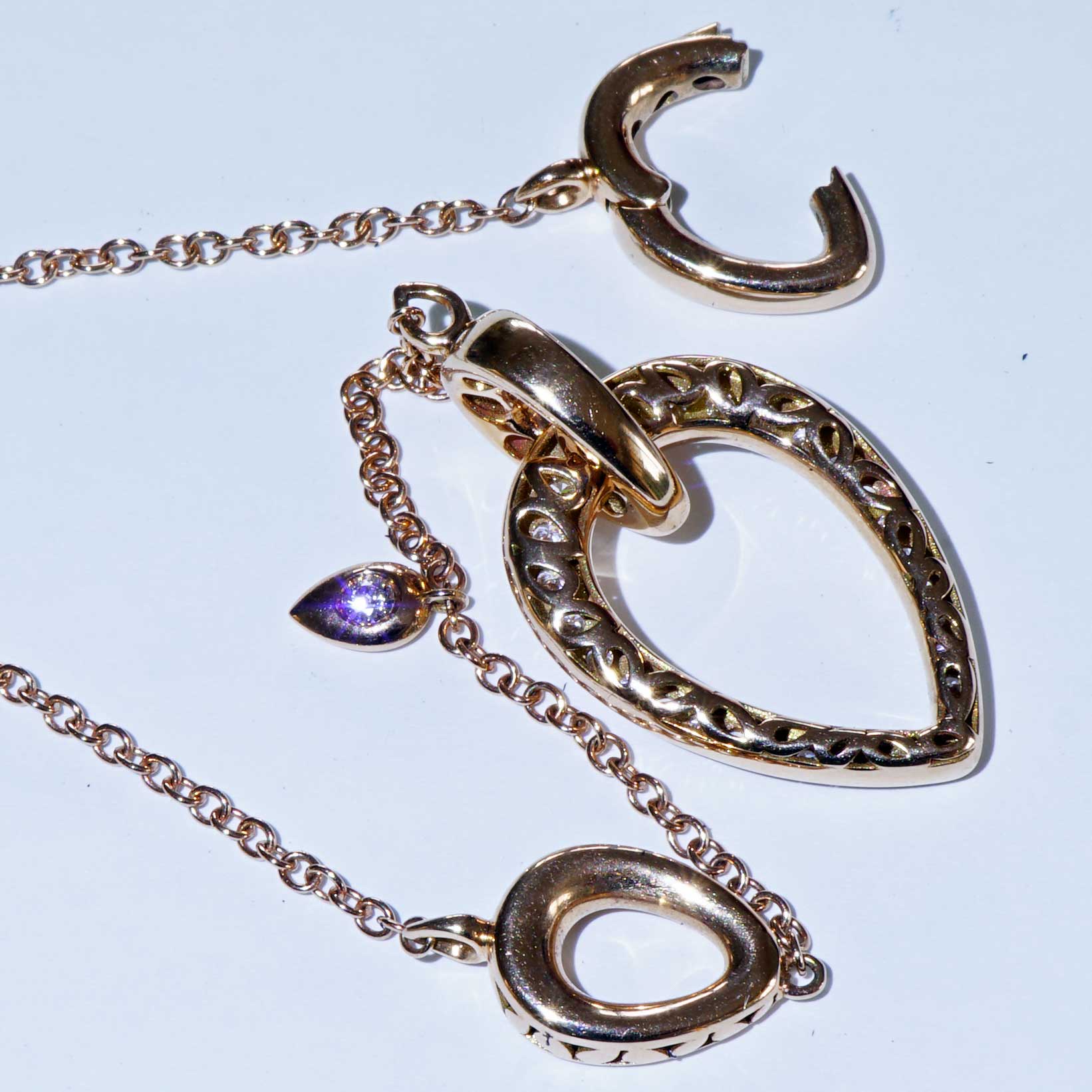 Brillant Collier 750er Rosegold 0.71 ct TW VS ...Bella Italia...hochwertige moderne Kette in 74 cm