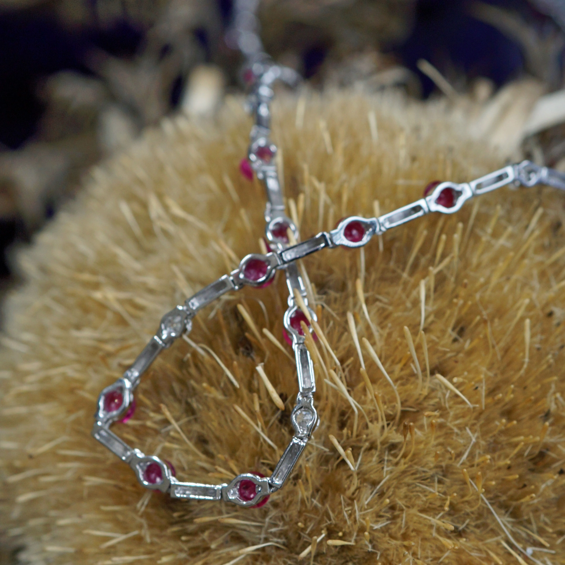 Rubin Brillant Collier in 750er Weissgold