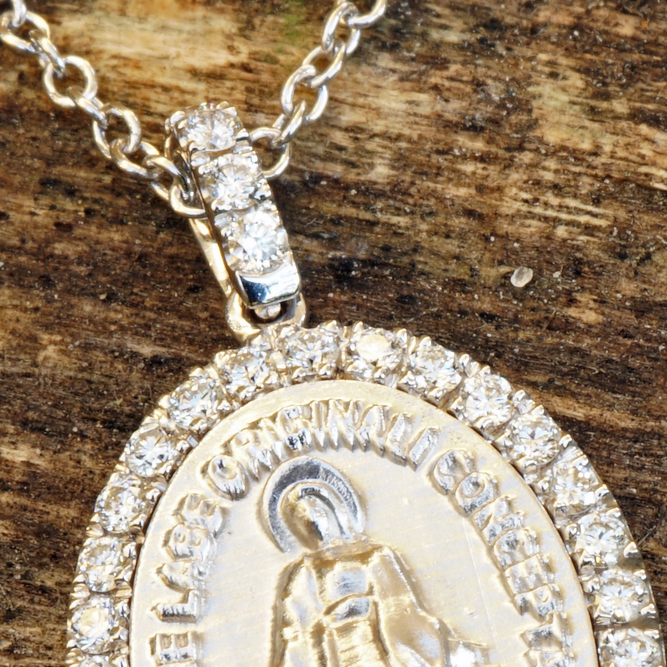 Brillant Madonnen Anhänger 750er Weissgold m. Kette 20 x 11 mm...so stylish