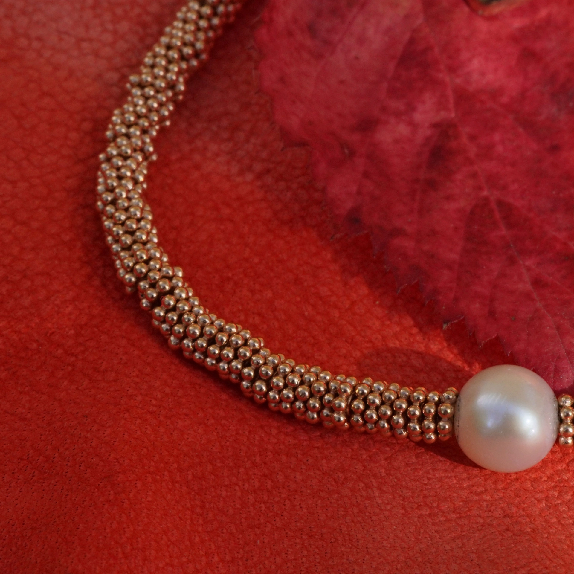 Original Chilango Armband Pearl 925er Silber pinkgoldplated Pearl white