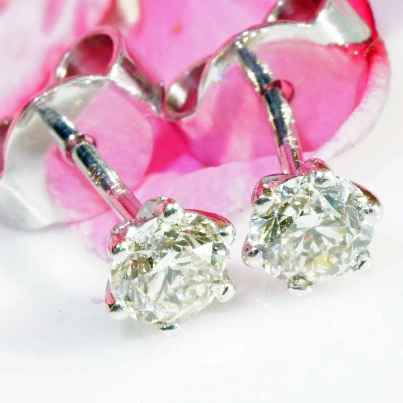 Brillant Ring Anhänger Ohrstecker 750er Weissgold Set 1.20 ct Getönt VS Silhouette Schmuck