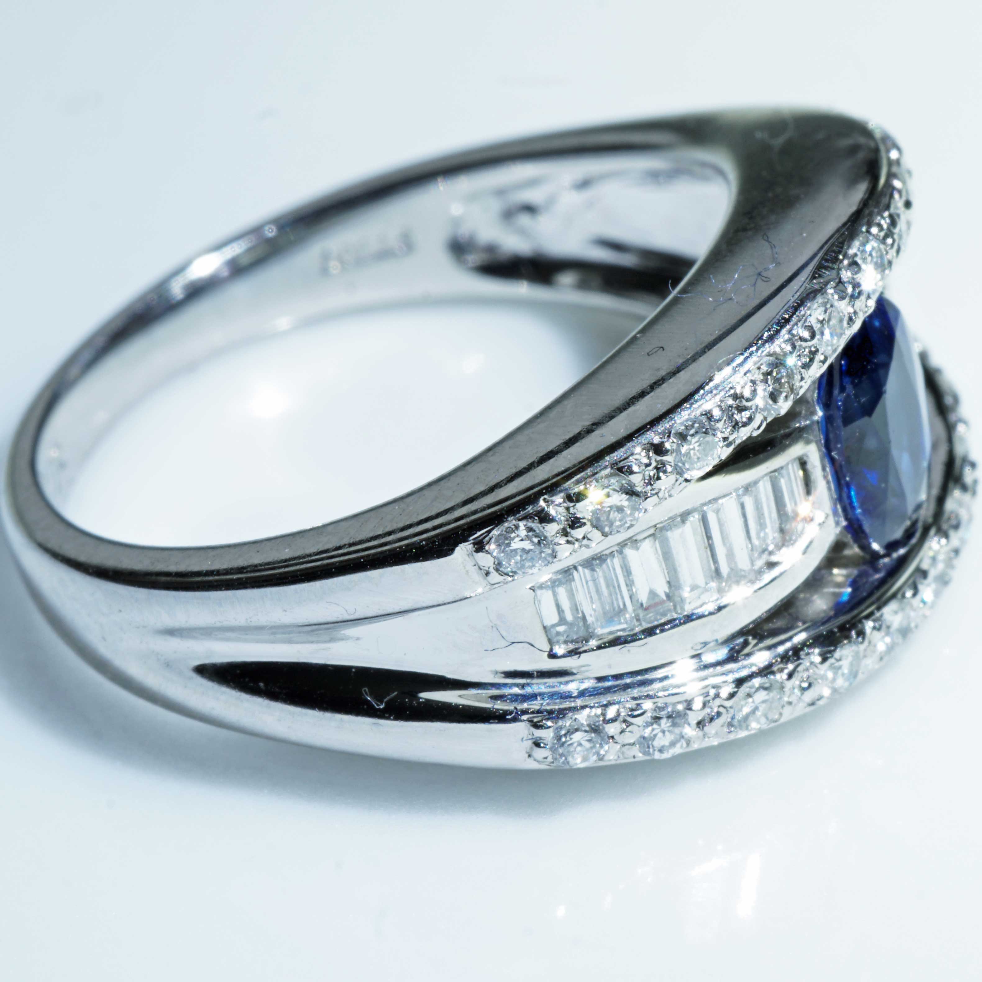 Saphir Brillant Ring 900er Platin 0.65 ct 0.50 ct feinster Saphir und Brillanten in Platin 
