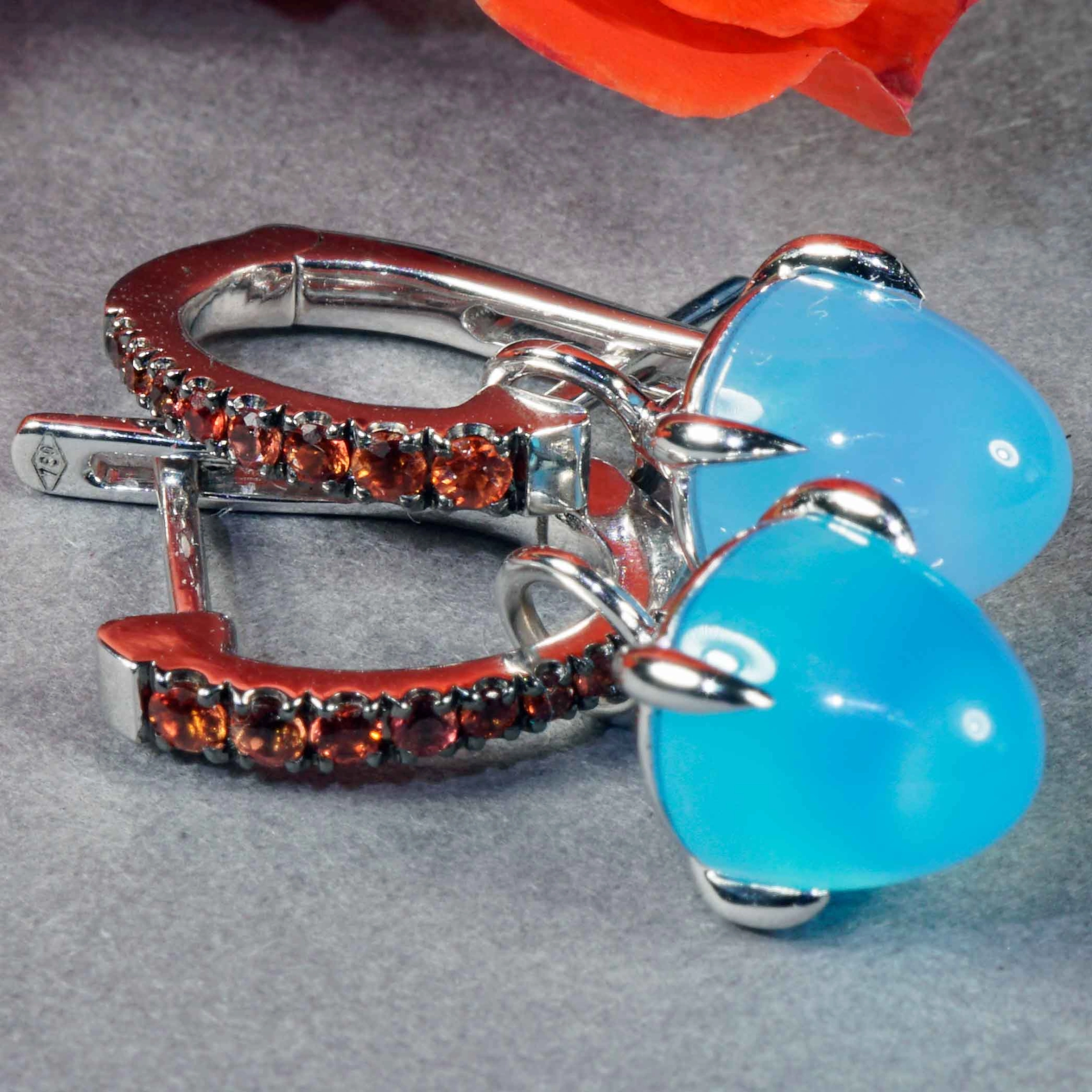 Saphir Paraiba-Achat Ohrhänger 750er Weissgold...Italienische Lebensfreude pur