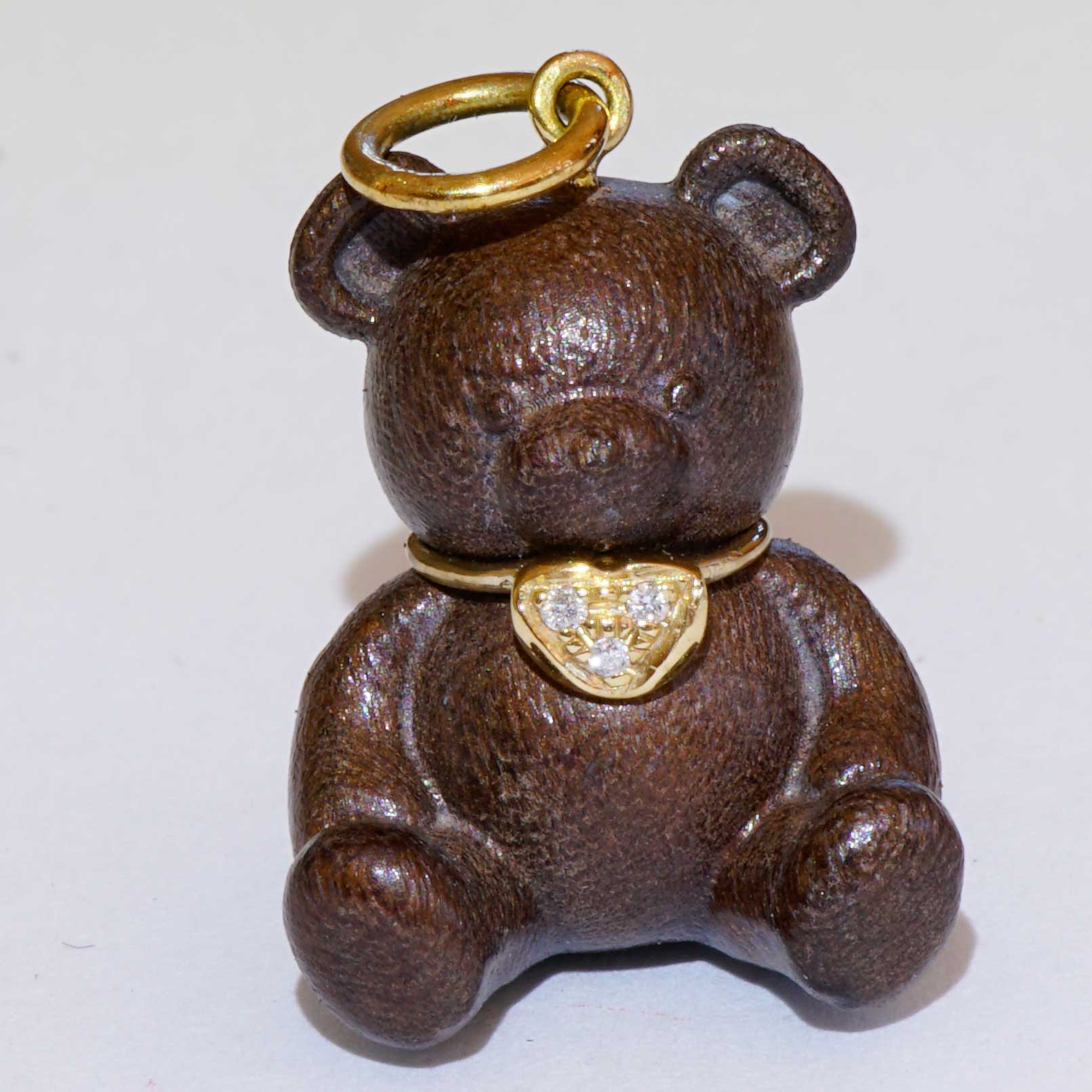 Brillant Anhänger Teddybärchen mit Herz 750er Gelbgold 24 x 14 x 12 mm zuckersüüs