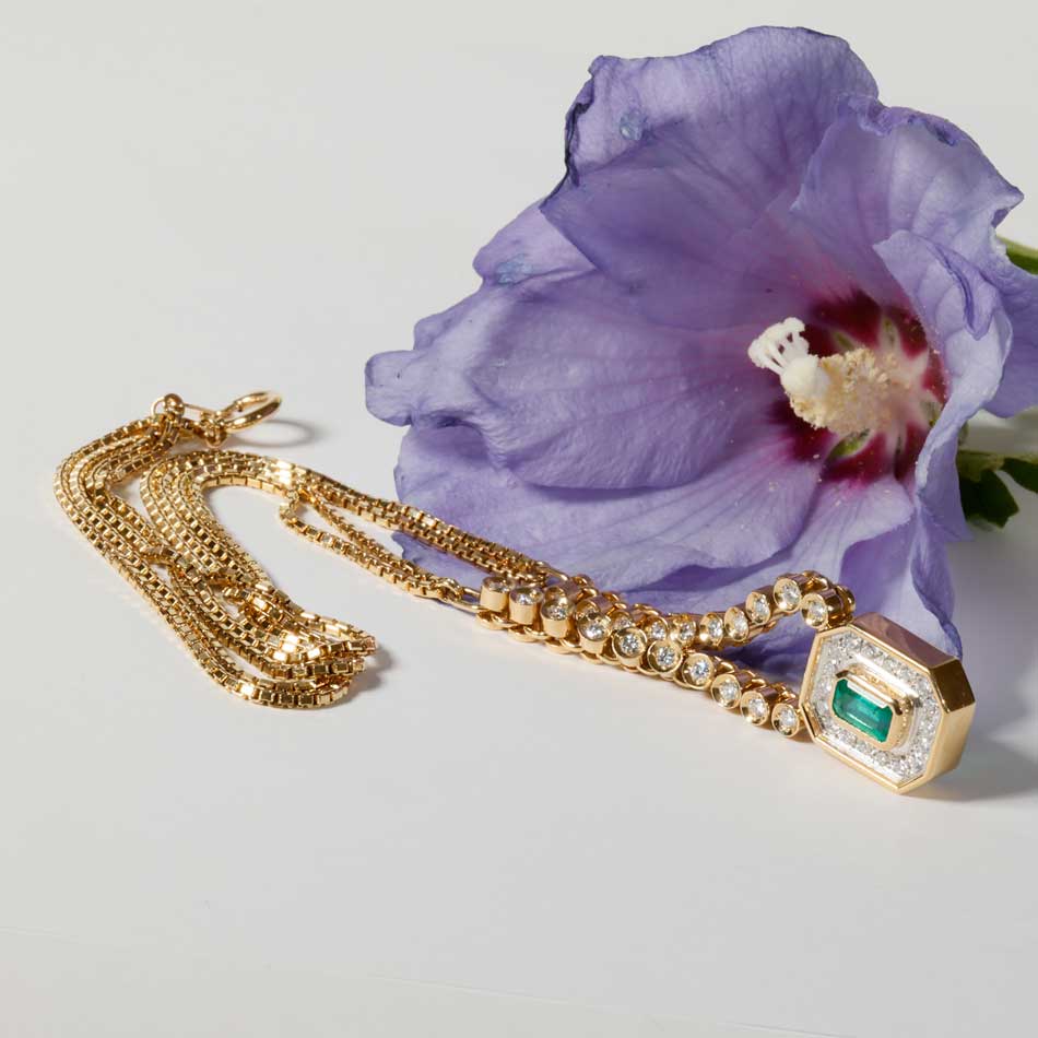 Smaragd Brillant Collier 750er Gelbgold Platin...super elegant..0.58 ct W SI