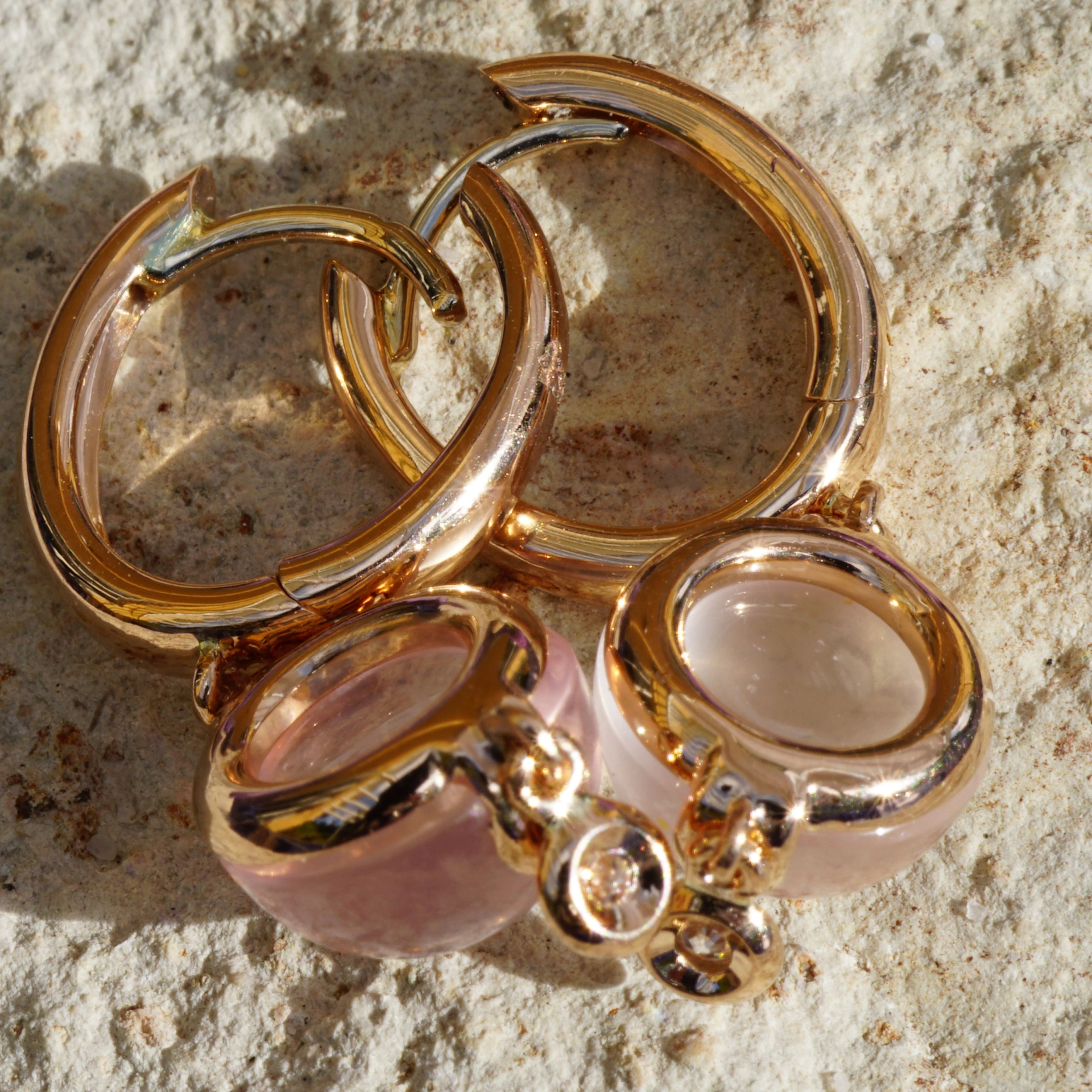 Ohrhänger Rosenquarz Brillant 750er Rosegold..Design aus Bella Italia...verzaubern den Tag