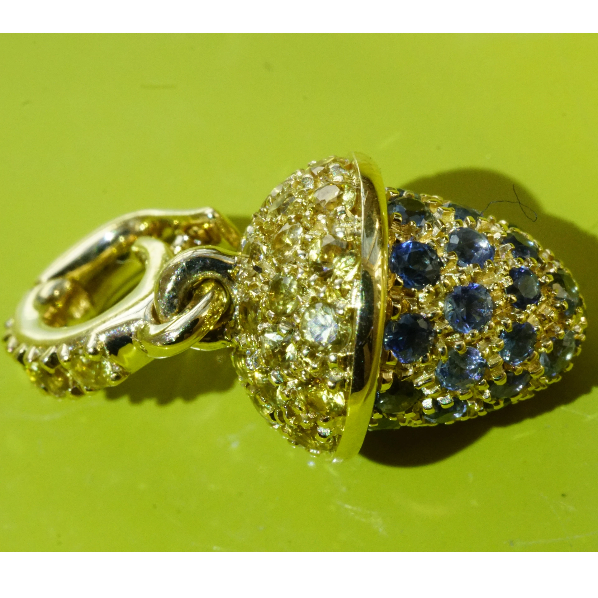Saphir Drop Anhänger/Clip 750er Gelbgold...wie niedlich ist der denn..gelb-blau