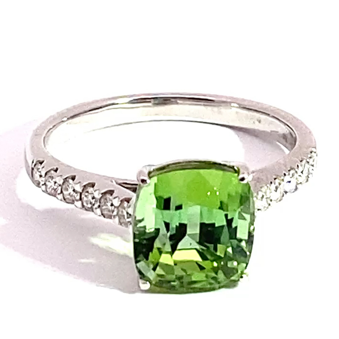 Lagun Grün-Blauer Turmalin Brillant Ring 750er Weissgold 3.90 ct 0.27 ct  Afghanistan Top Qualität