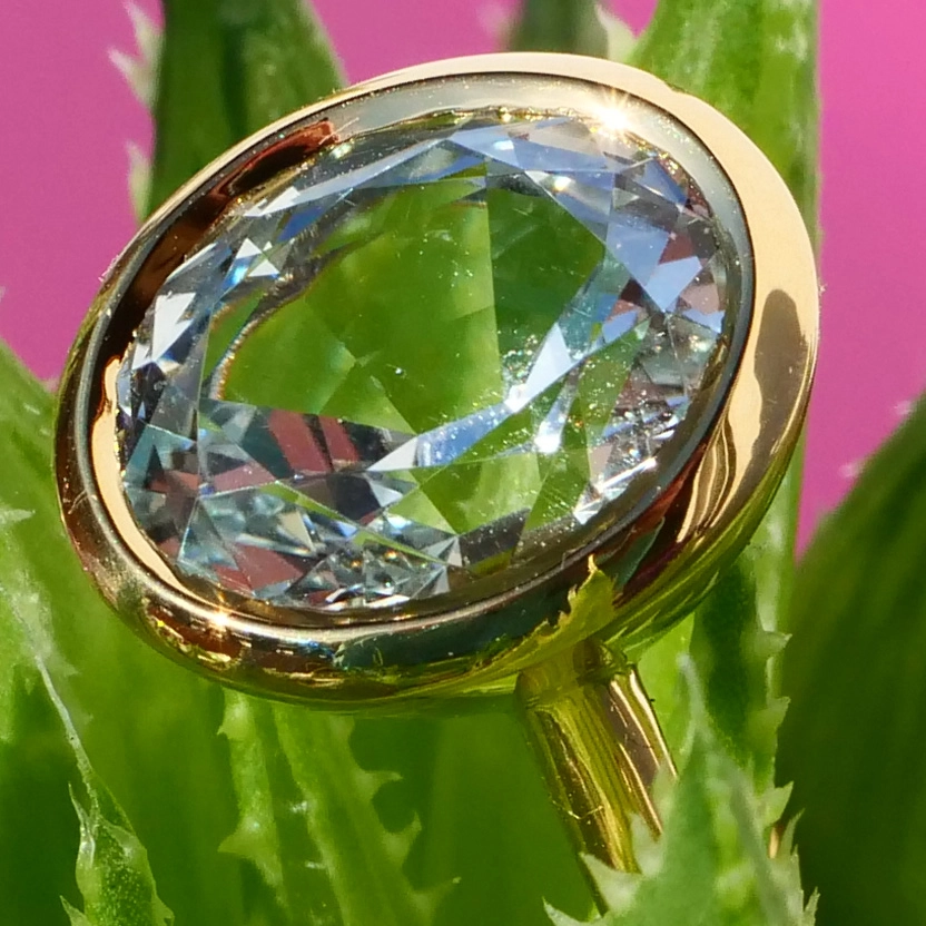 Goshenit Beryll Ring 4.82 ct 750er Gelbgold Mosambik...farblose Reinform