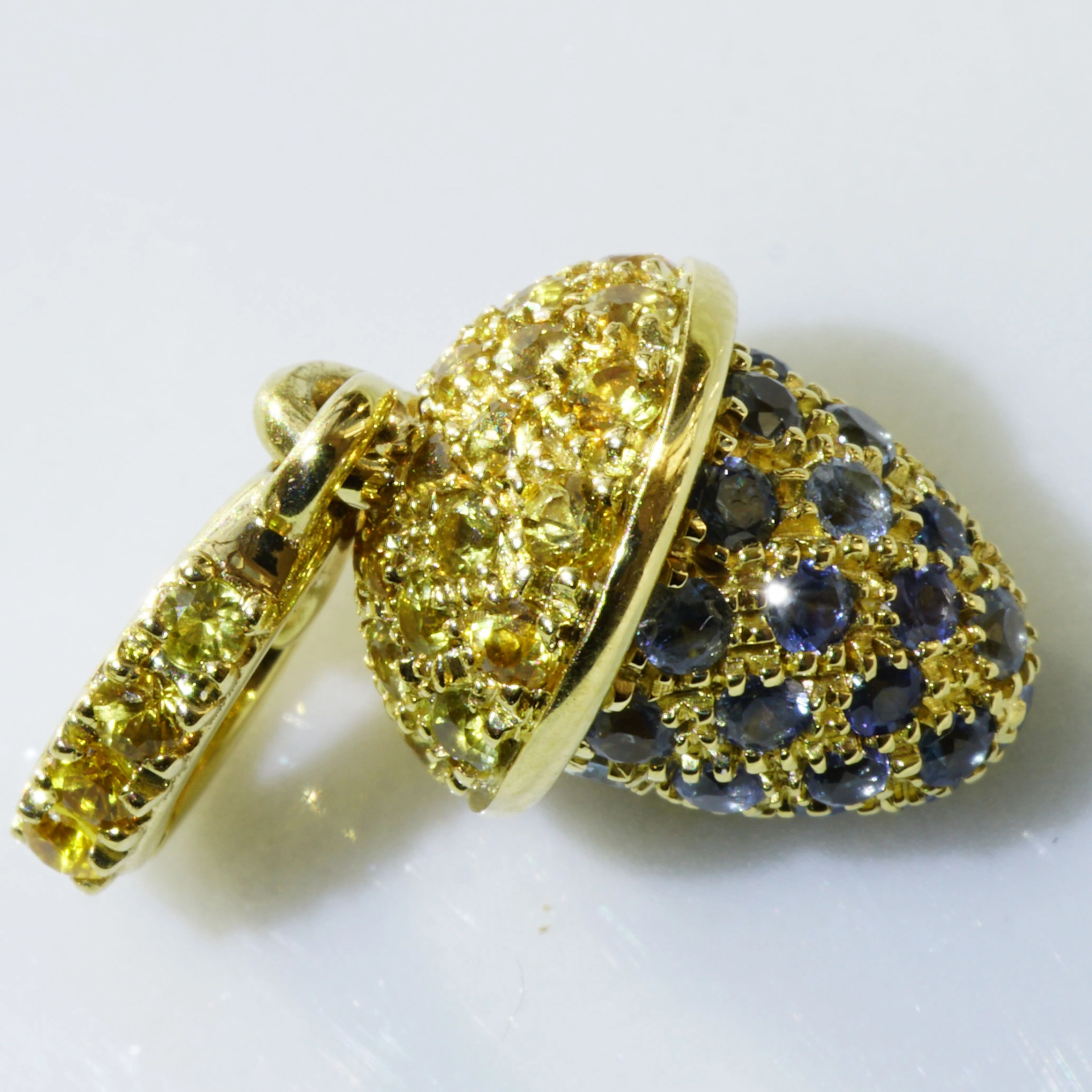 Saphir Drop Anhänger/Clip 750er Gelbgold...wie niedlich ist der denn..gelb-blau