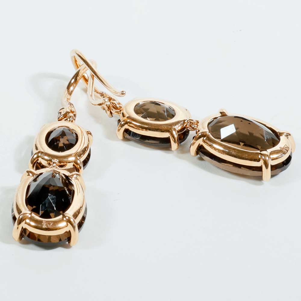 Ohrhänger Rauchquarz Brillant 15 ct 0.10 ct 750er Rosegold so edel und verzaubern den Tag