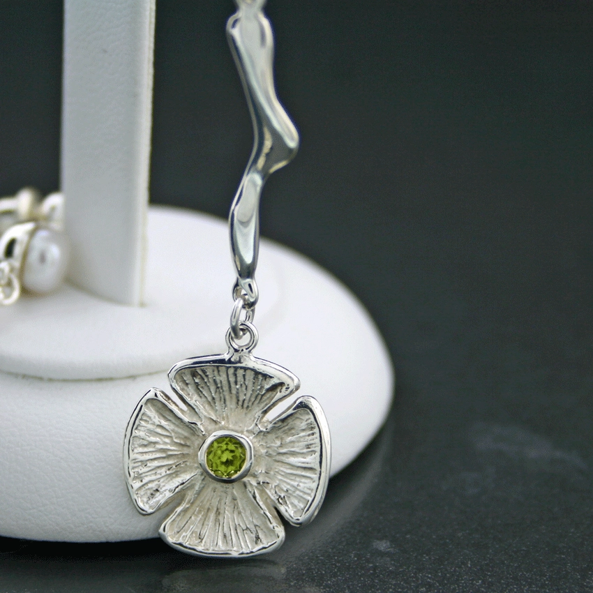 Peridot Perl Ohrhänger 925er Silber Mama Mia Flowers