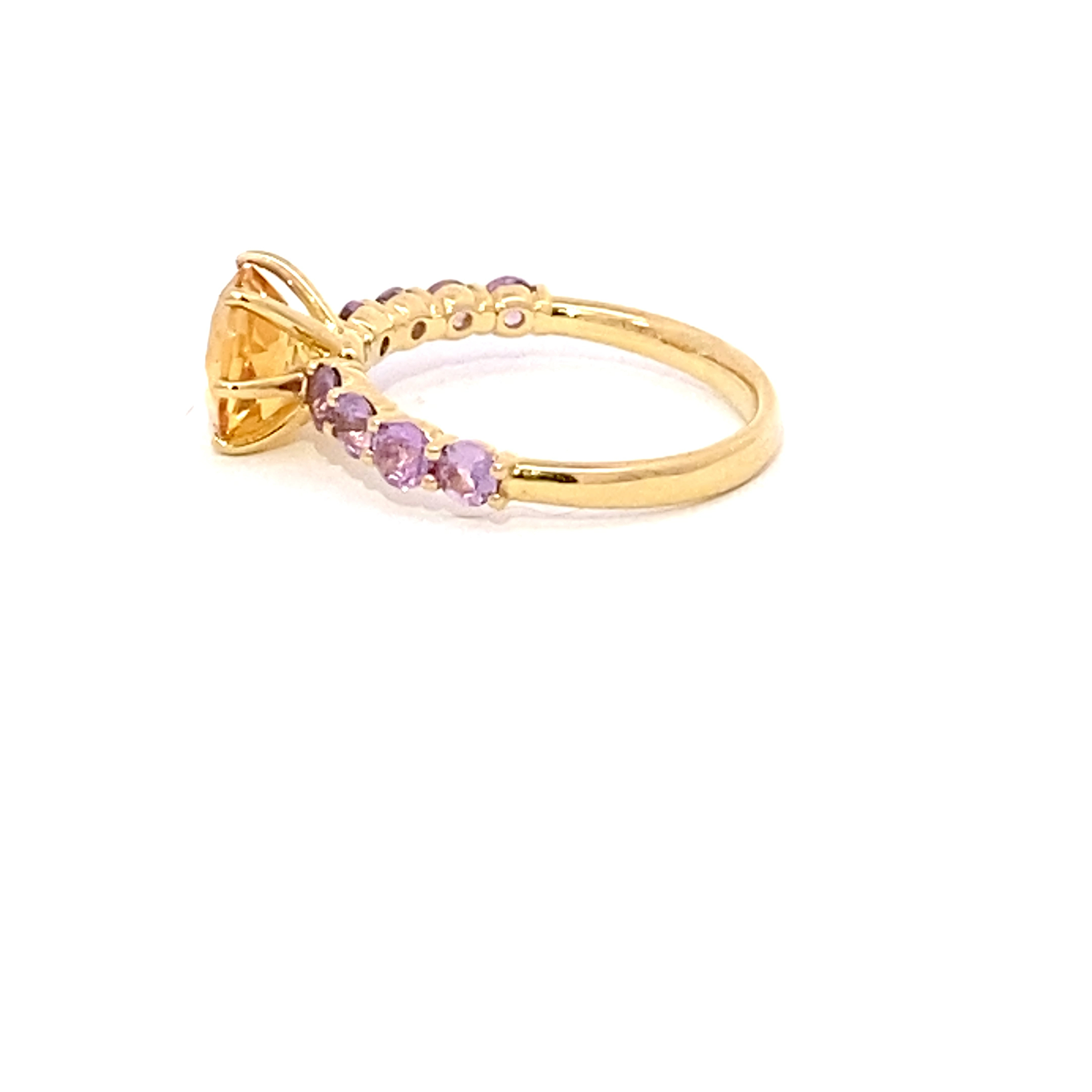 Cooler Farbstein Schmuck I Saphir Citrin Ring in 750er Gelbgold 2.63 ct in goldgelb und muskatviolett