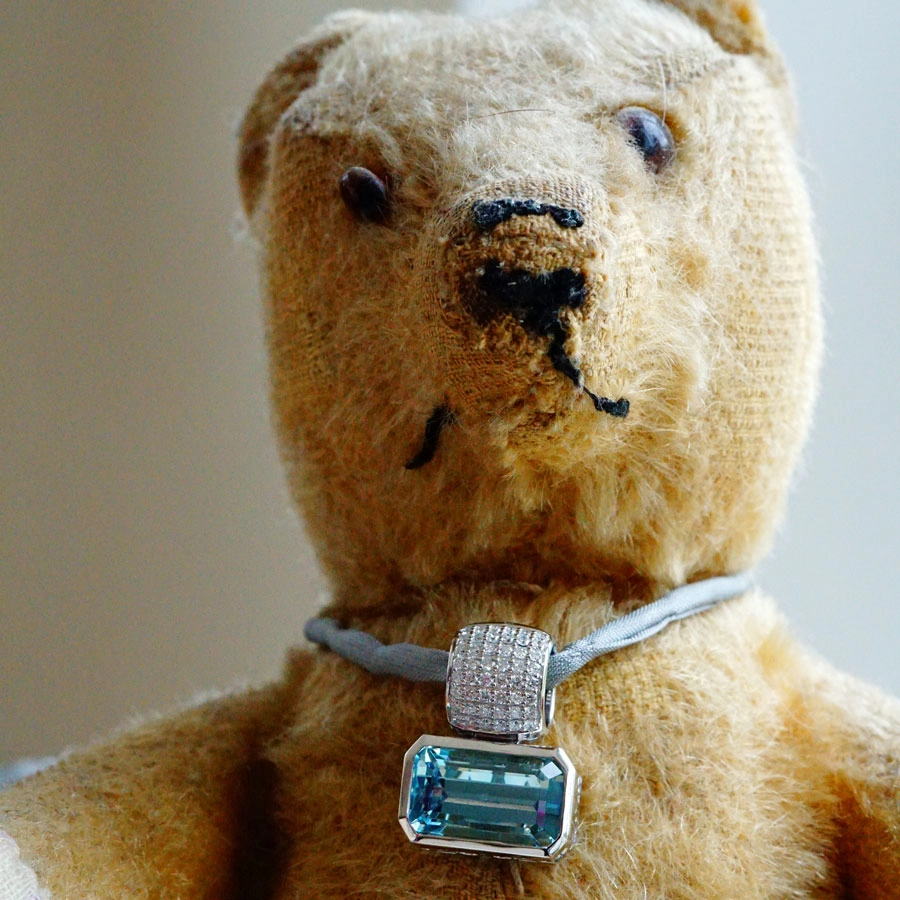 Aquamarin Brillant Anhänger 750er Weißgold 5.77 ct