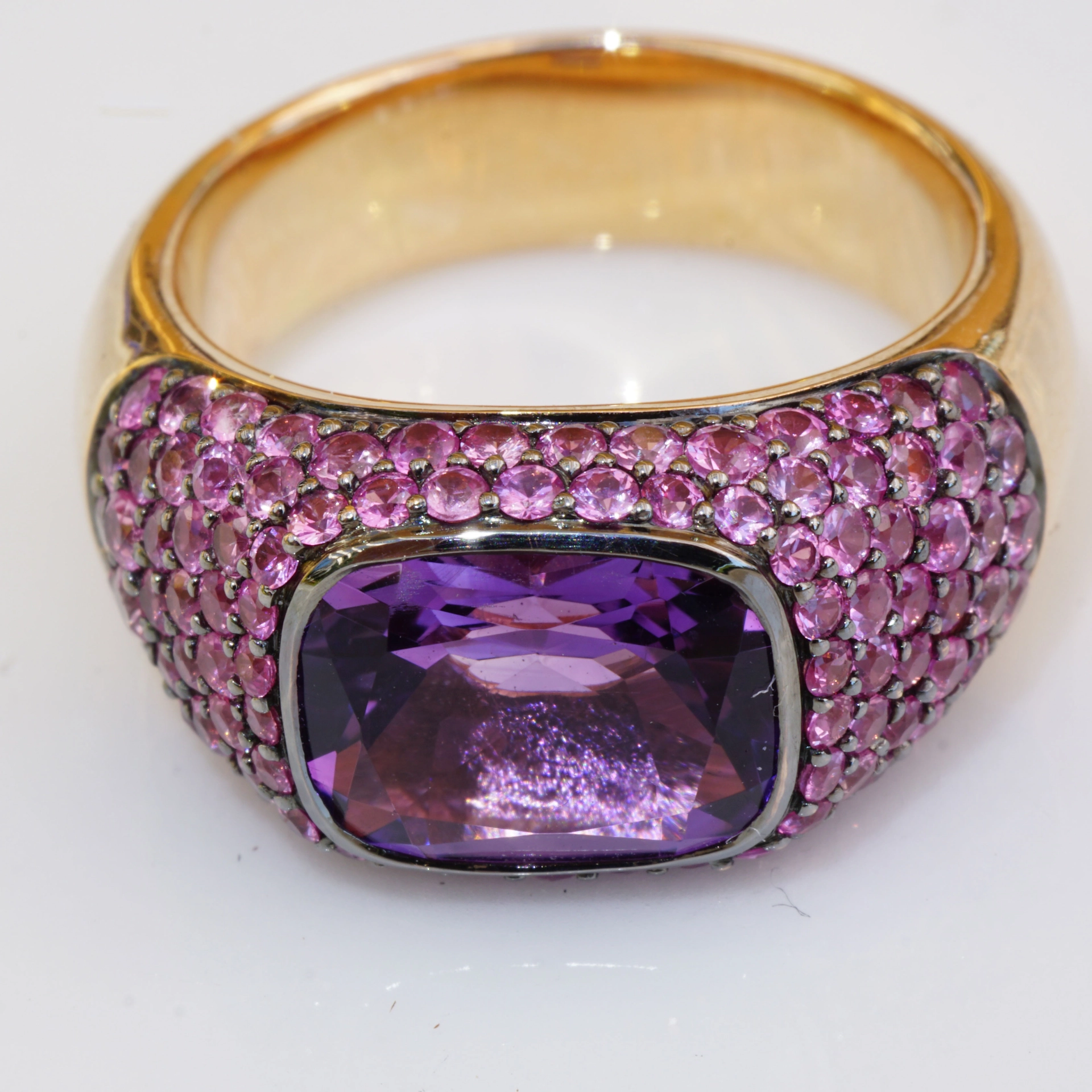 Saphir Amethyst Ring 750er Rosegold...hochwertiger Edelsteinschmuck in aufregenden Farben