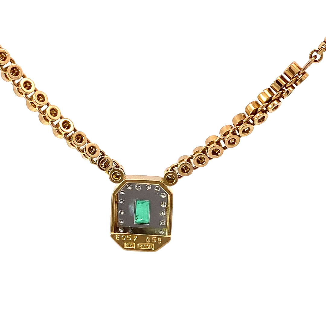 Smaragd Brillant Collier 750er Gelbgold Platin...super elegant..0.58 ct W SI