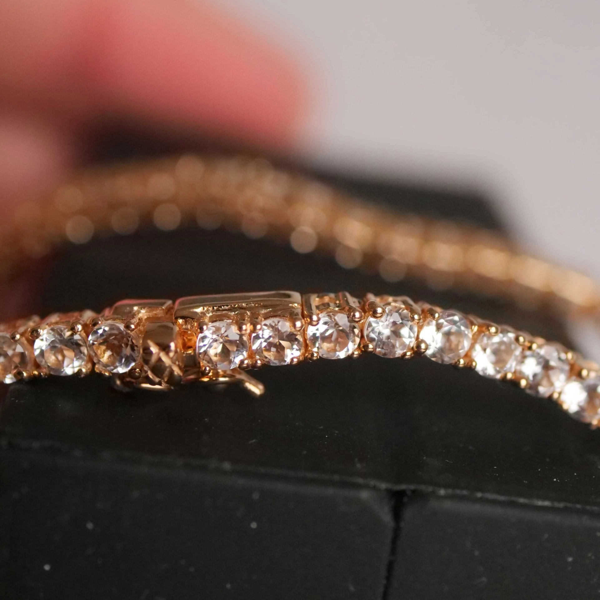 Chilango Armband Bangles Bergkristall Tennisarmband 19,5 cm lang 925 Silber Gold Plated