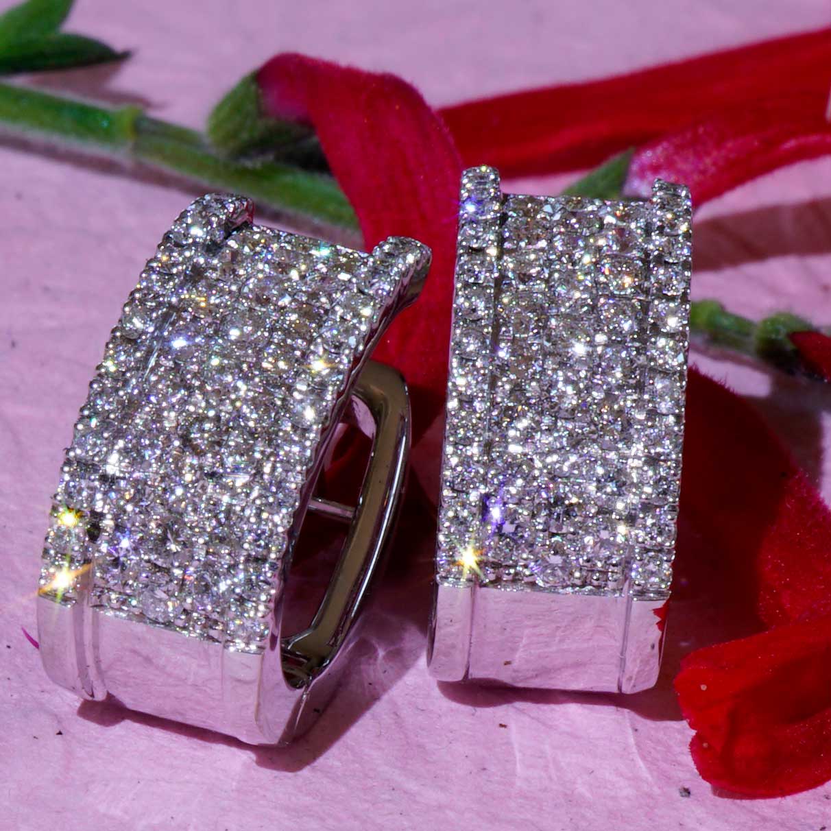  Brillant Dreiviertel  Creolen 0.69 ct 750er Weissgold TW VS made in Italy massiv  