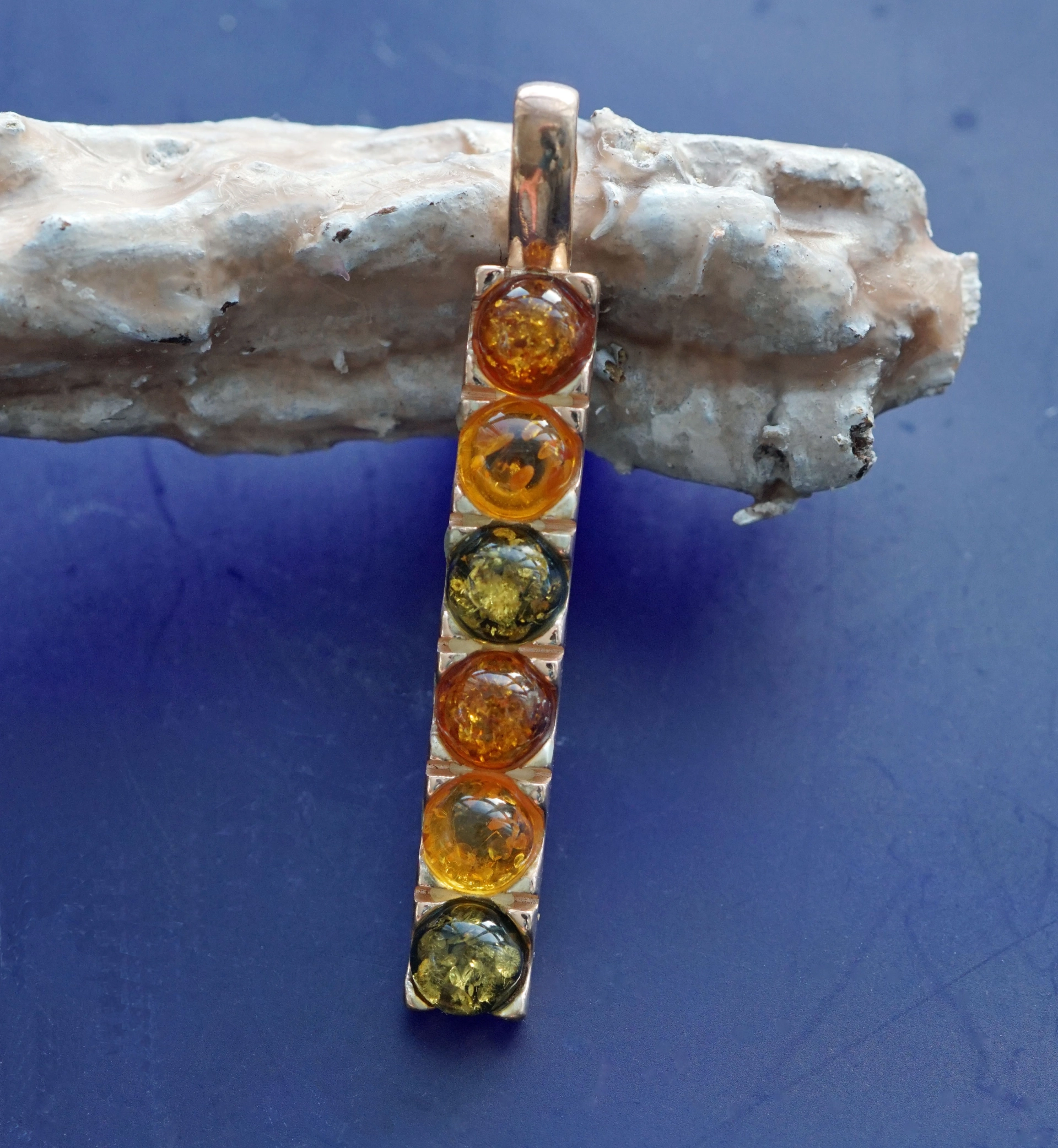 Anhänger Zauberstab 925er Silber silber oder rosevergoldet 49 x 7 mm Bernstein