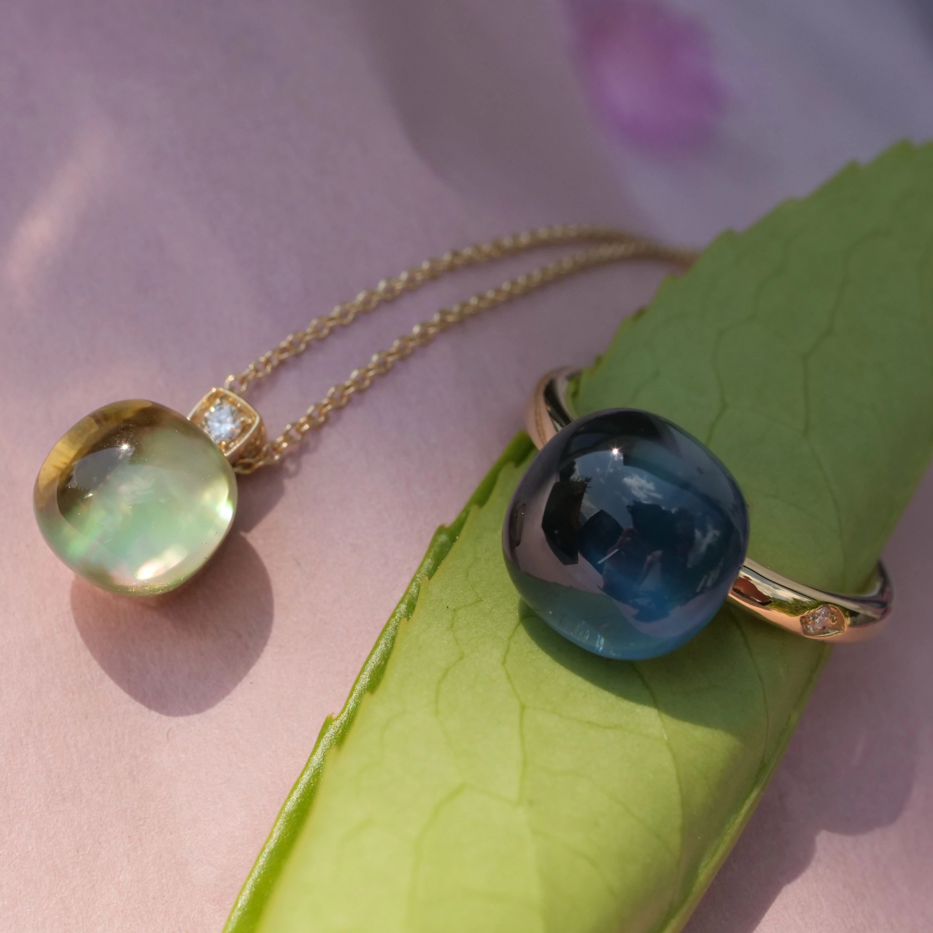 Blautopas Brillant Ring Londen Blue 750er Gelbgold Liquid Impressions cooles Design